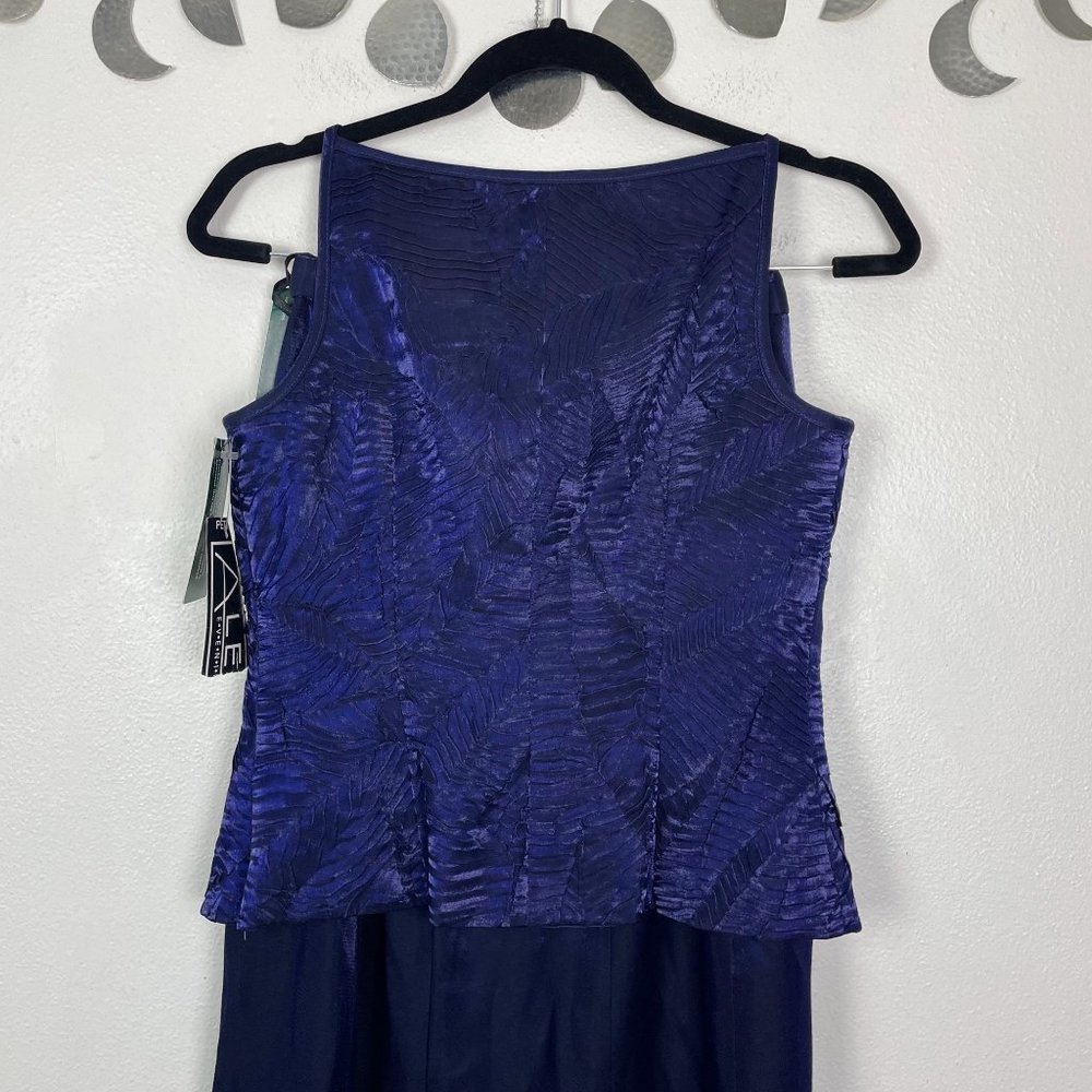 NWT Alex Evenings Woman's Sz 4 Petite 2 Piece Blue Purple Set Maxi Skirt Set - Picture 8 of 9